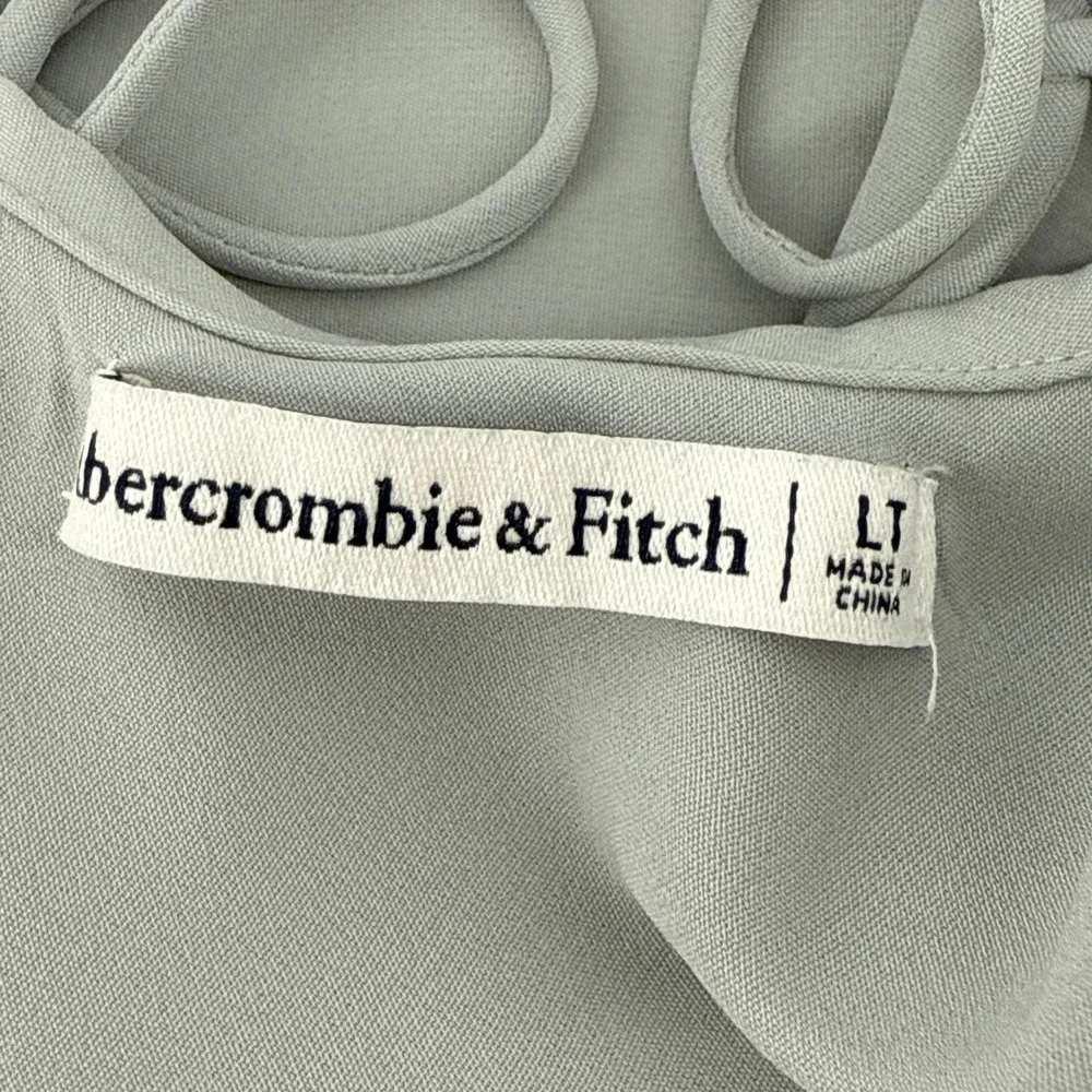 Abercrombie & Fitch Ruffle Slip Maxi Dress‎ Large Tall Sage Green Tie Back Slit